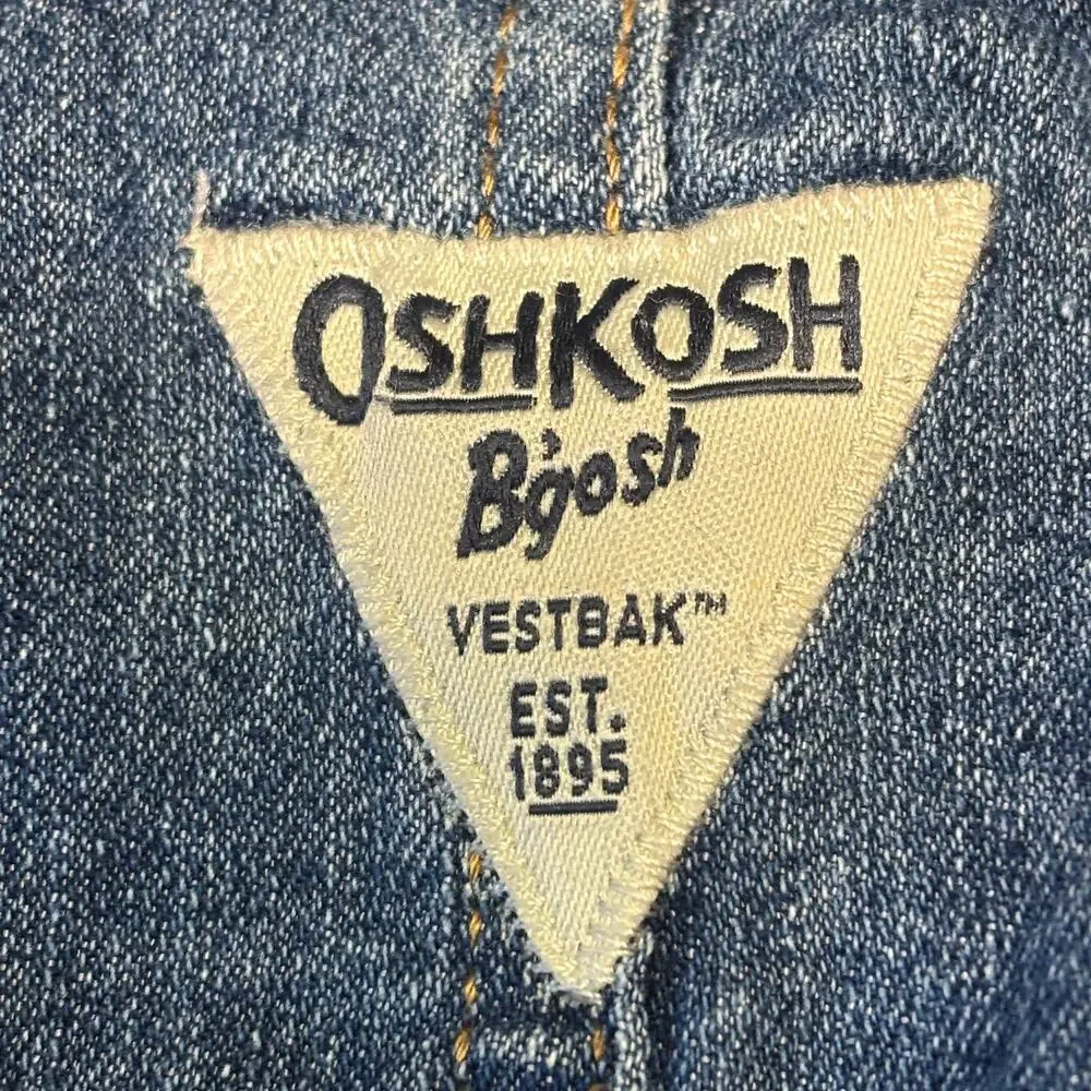 OshKosh B'gosh Overalls Dress 3T Toddler Blue Red Checkered Vestbak Denim Jumper